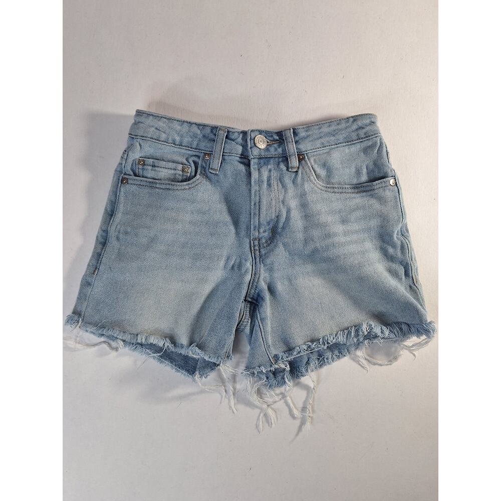 Madden Girl Distressed Denim Shorts Sz 1 XS Cut Off Y2K Festival Fitted Low Rise